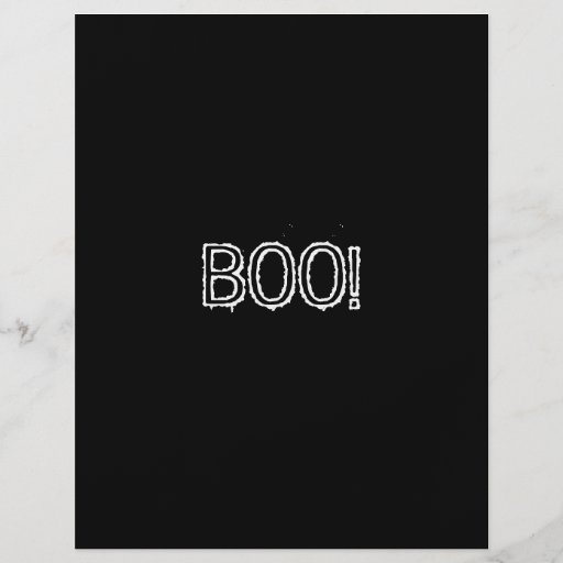 BOO! Grungy Schriftart, Schwarzweiss. Bedruckte Flyer