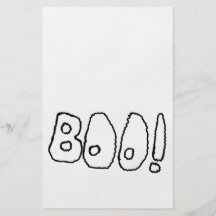 BOO! Im Schwarzen umrissene wackelige Buchstaben Bedruckte Flyer