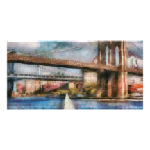 Boot - Segeln unter der Brooklyn-Brücke Individuelle Photo Karten