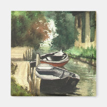 Boote auf dem Fluss Kühlschrankmagnet