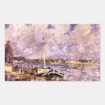 Boote auf der Seine durch Pierre Renoir Rechtecksticker