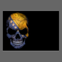Bosnia and Herzegovina Flag Skull on Black visitenkarten