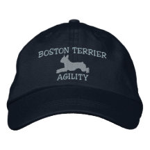 Boston-Terrier-Agility gestickter Hut (blau) Bestickte Caps