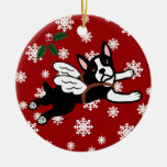 Boston-Terrier-Engels-Cartoon-Schneeflocken Weihnachtsornament