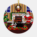 Boston-Terrier-u. Sankt-WeihnachtsCartoon 3 Weinachtsornamente