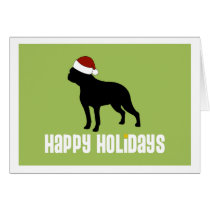 Boston-Terrier-Weihnachtsmannmütze karten