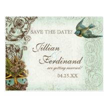 Botanica Hochzeits-Postkarten-Save the Date - Blau