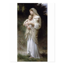 Bouguereau Unschulds-Dame Child Lamb Postkarten