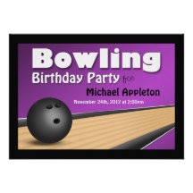 Bowling - lila Geburtstags-Party Einladungen