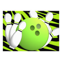 Bowlingneongrün und Zebra Ankündigung