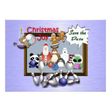 Bowlings-WeihnachtsParty Einladungskarten