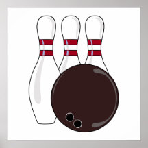 Bowlingsstift- und -ballvektorentwurf posterdrucke