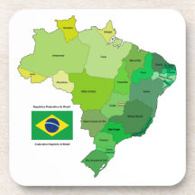 Brasilien-Flagge und politische Karte Drink Untersetzer