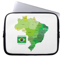 Brasilien-Flagge und politische Karte Computer Sleeve Schutzhüllen
