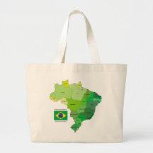 Brasilien-Flagge und politische Karte Leinentasche