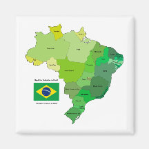 Brasilien-Flagge und politische Karte Kühlschrankmagnete