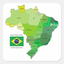 Brasilien-Flagge und politische Karte Sticker