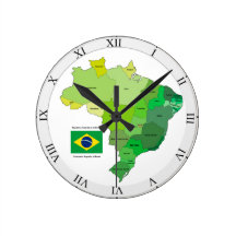 Brasilien-Flagge und politische Karte Wanduhr