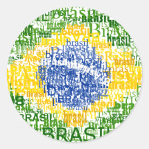 Brasilien-Text-Flagge Runder Sticker