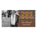 braunes orange blaues alles Gute zum Geburtstag Personalisierte Photo Karte