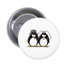 Braut-und Bräutigam-Pinguine Buttons