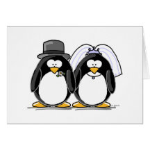 Braut-und Bräutigam-Pinguine Karte