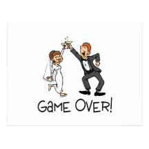 Braut-und Bräutigam-Spiel über Hochzeit Postkarten