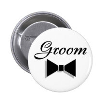 Bräutigam (schwarze Bogen-Krawatte) Button
