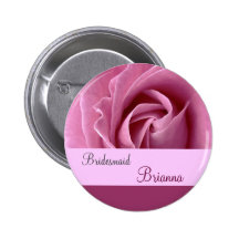 BRAUTJUNGFER Knopf mit ROSA Rose Anstecknadel