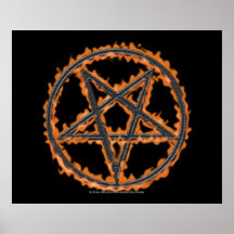 Brennender umgekehrter Pentagram Posterdruck