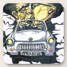 Brezhnev u. Honecker, Trabant-Auto, Berlin (pst) Cocktail Untersetzer