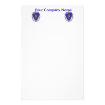 Briefpapier mit Flagge von Massachuttes Personalisiertes Druckpapier
