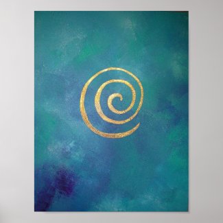 Bright Blue Gold Philip Bowman Print Abstract Art