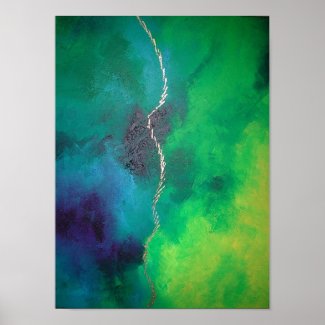 Bright Green Philip Bowman Gold Abstract Art Print
