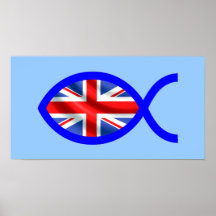 Britische christliche Fisch-Symbol-Flagge Posterdrucke