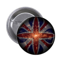 BRITISCHE Fisheye Flagge über London nachts Buttons