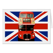 Britische Flagge und London-Bus Karten