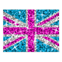 BRITISCHE rosa Postkarte des Glitz