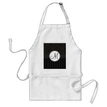 Bronze on Black Floral Wisps, Stripes & Monogram Aprons