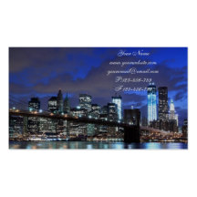 Brooklyn-Brücke und Manhattan-Skyline nachts Visitenkarten Vorlage