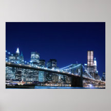 Brooklyn-Brücke und Manhattan-Skyline Poster