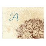 Brown-Baum-Hochzeits-Monogramm-Wartekarte Postkarte