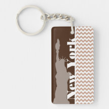 Brown Chevron Pattern; Statue of Liberty Key Chains