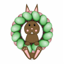 Brown-Häschen und bunter Ostern-Kranz Ausschnitt
