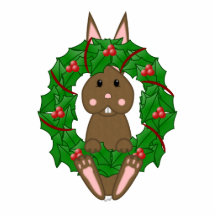 Brown-Häschen und WeihnachtsKranz Photo Skulptur