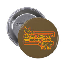Brown-Huhn-Brown-Kuh Anstecknadelbuttons