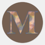 Brown-Monogramm M Runde Sticker