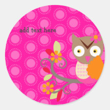 Brown+Orange+Pink-Eulenaufkleber