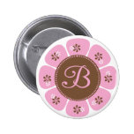 Brown und rosa Monogramm B Buttons