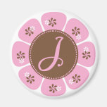Brown und rosa Monogramm J Kühlschrankmagnet